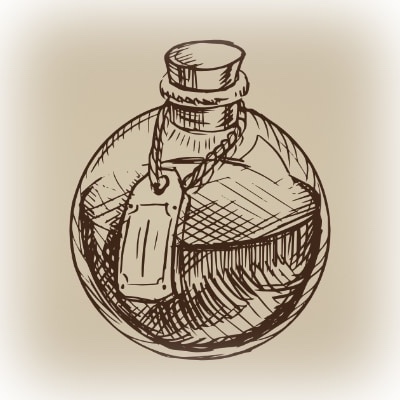 A drawing of a potion bottle.